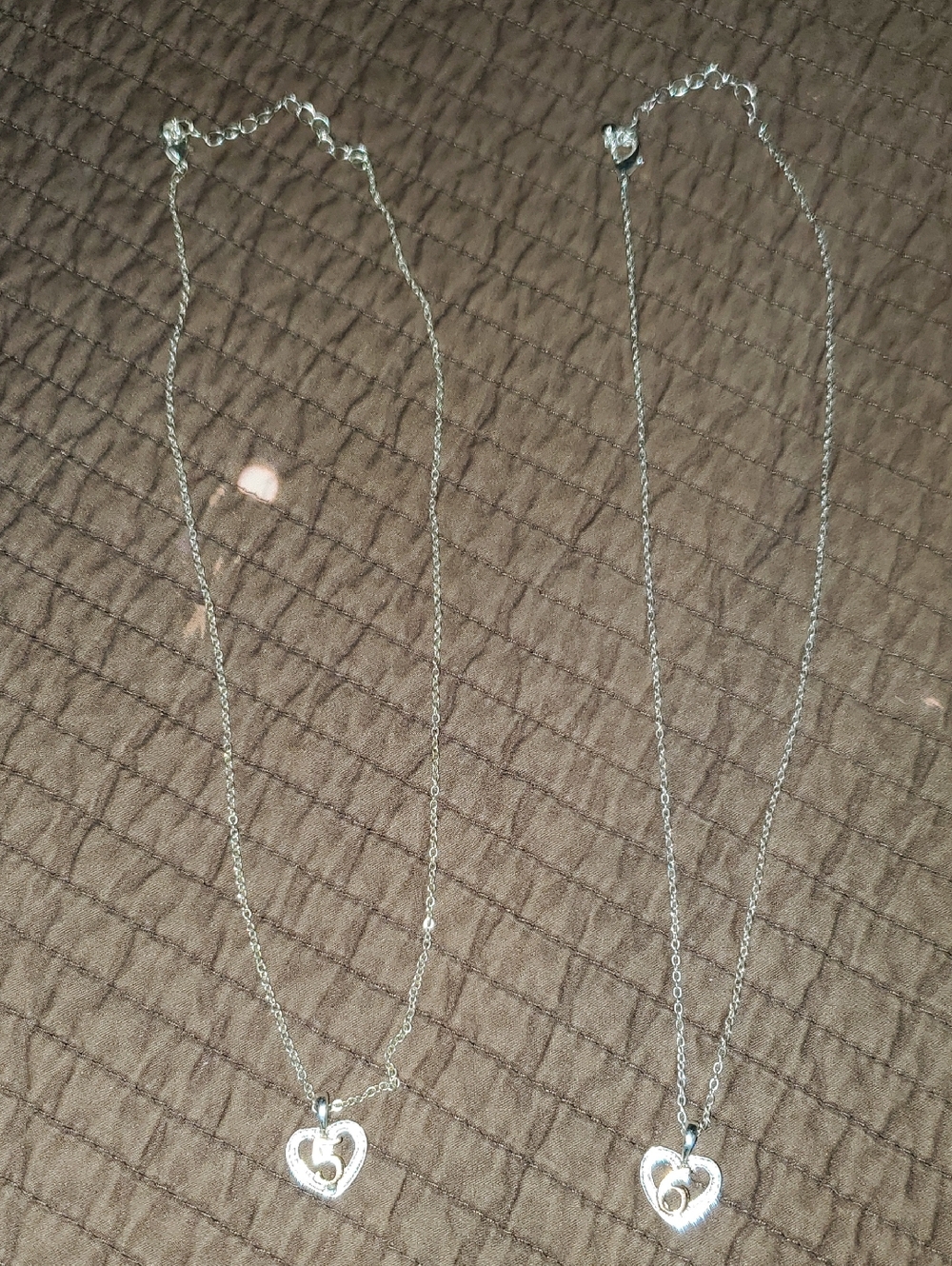 Silver Heart Pendant "5" & "6" Girls Necklace